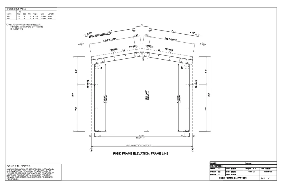 16 x 22 x 12 Steel Building Package photo 8