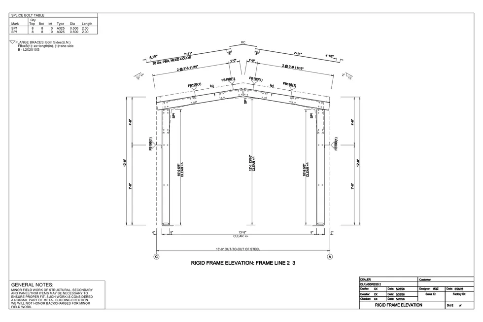 16 x 22 x 12 Steel Building Package photo 9