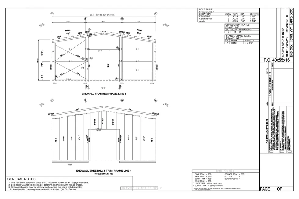 40 x 55 x 16 Steel Building Package photo 5