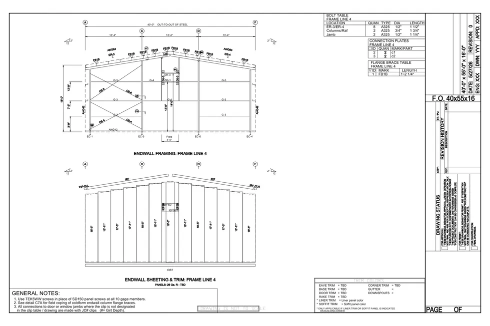 40 x 55 x 16 Steel Building Package photo 6