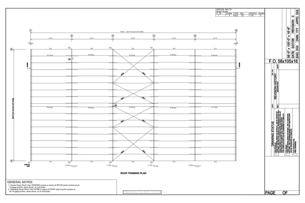 58 x 105 x 16.5 Steel Building Package photo 8