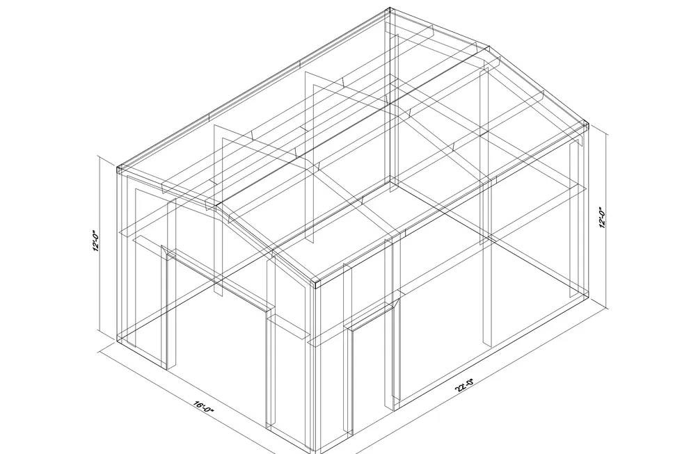 16 x 22 x 12 Steel Building Package photo 1