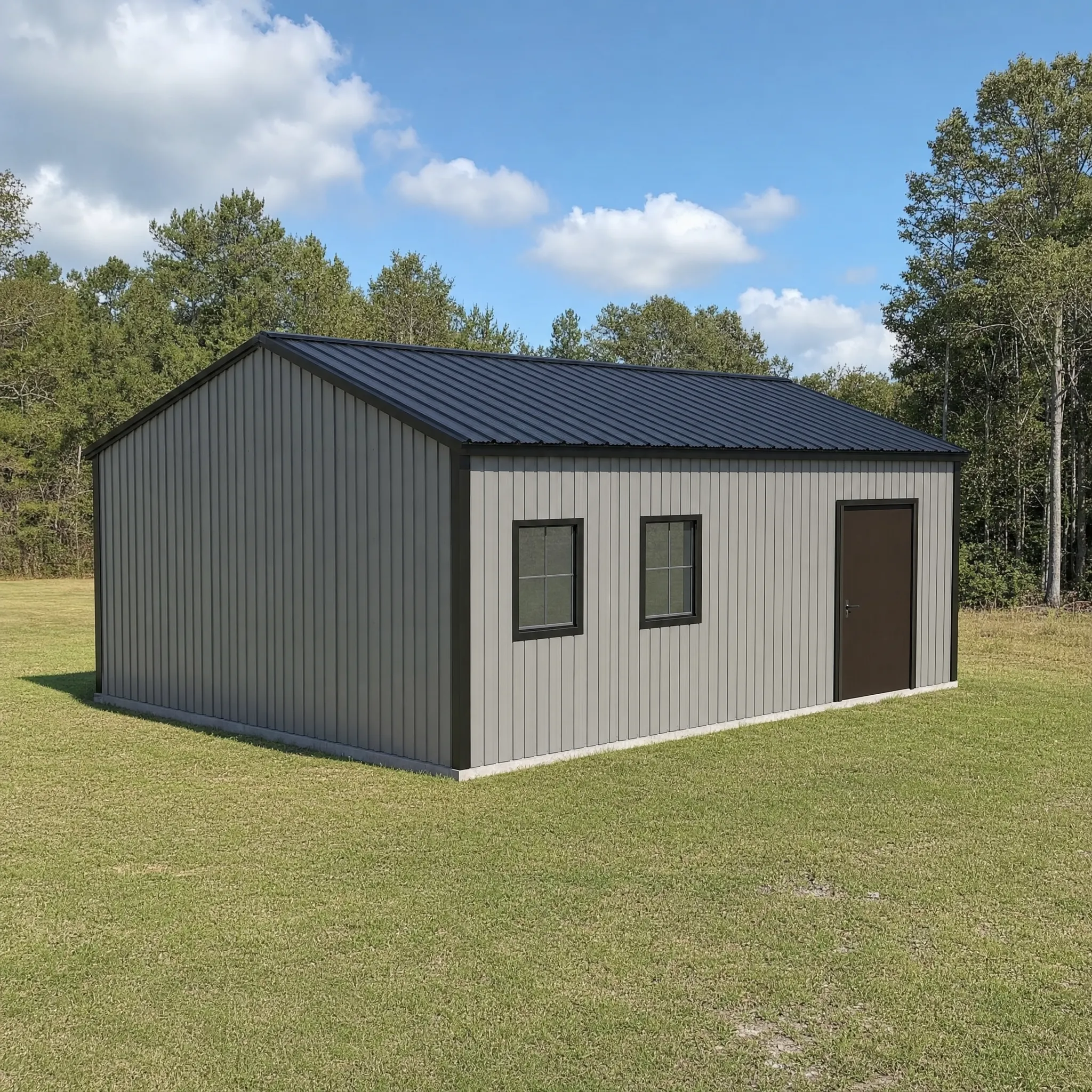 20' x 30' x 9' clear-span steel building package by Hybrid Steel Buildings