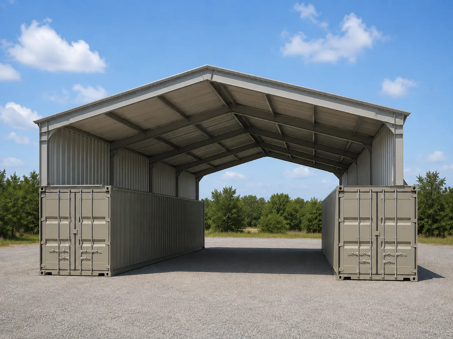 40' x 40' x 4' clear-span steel building package by Hybrid Steel Buildings