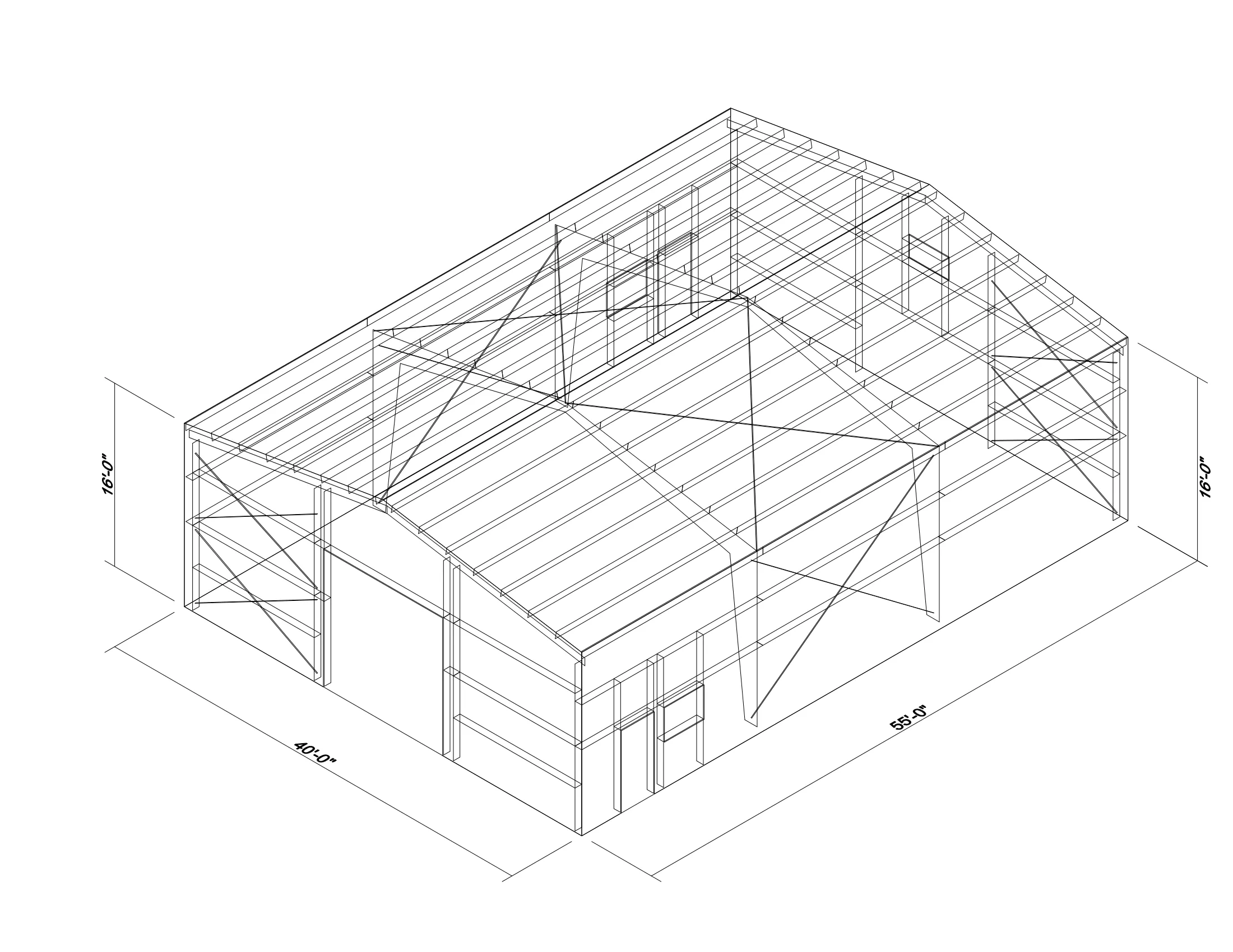 40 x 55 x 16 Steel Building Package photo