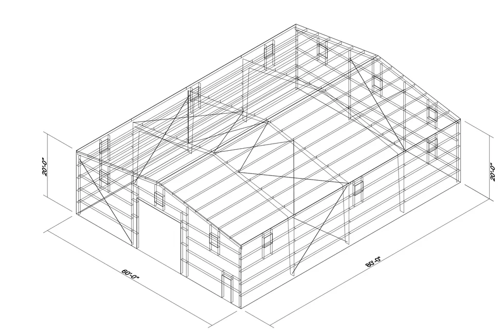 60' x 80' x 20' clear-span steel building package by Hybrid Steel Buildings - photo 1