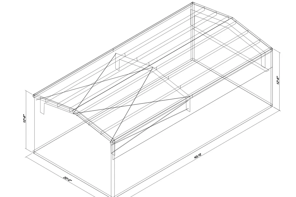 20' x 40' x 4' clear-span steel building package by Hybrid Steel Buildings - photo 1