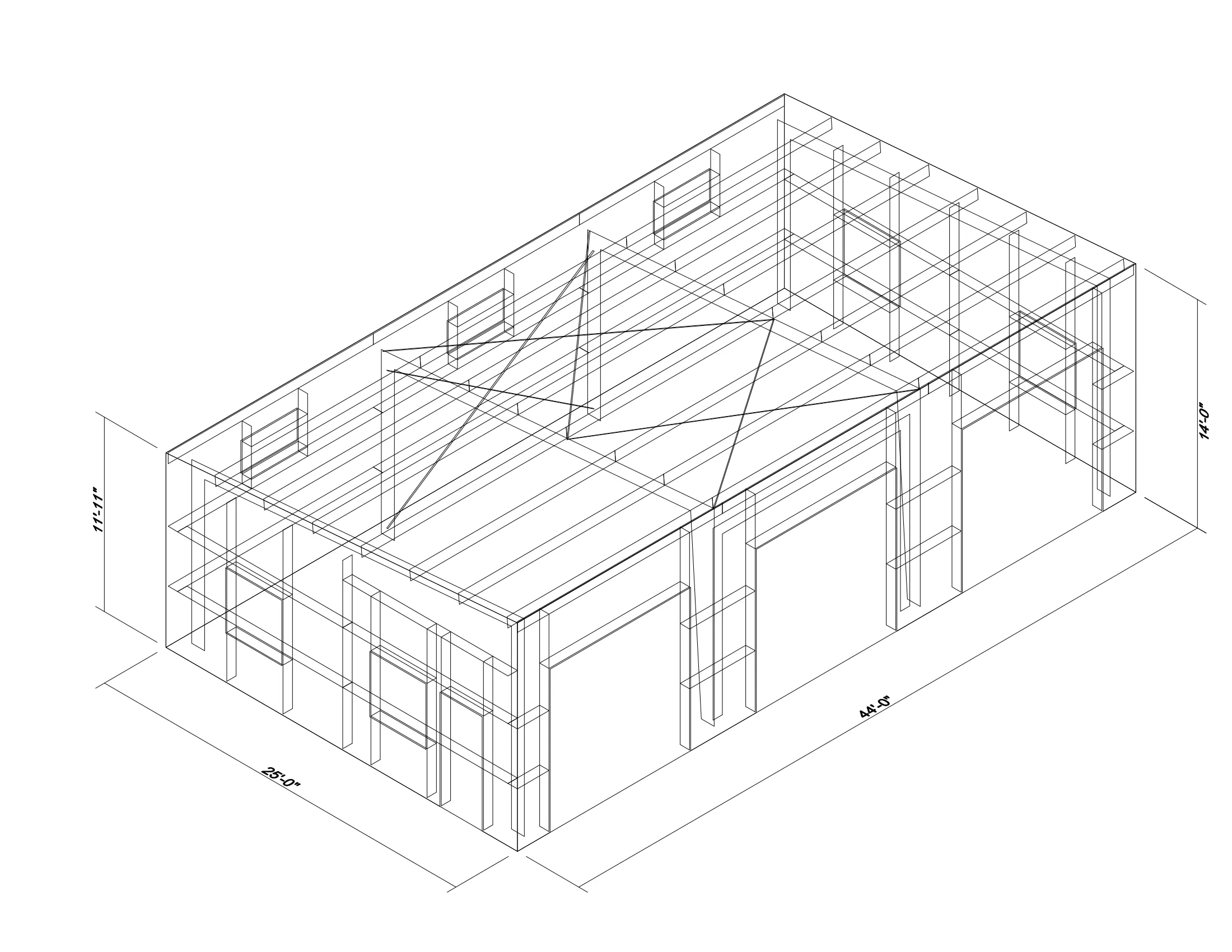 25' x 44' x 14' clear-span steel building package by Hybrid Steel Buildings