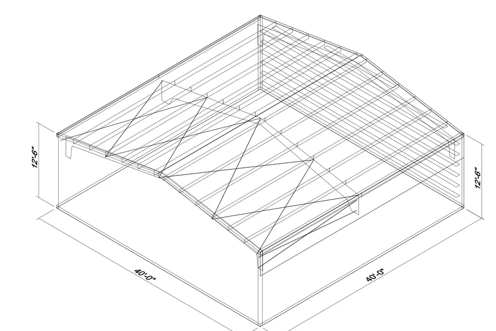 40' x 40' x 4' clear-span steel building package by Hybrid Steel Buildings - photo 1