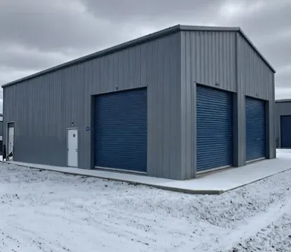 Pre-engineered steel storage building exterior